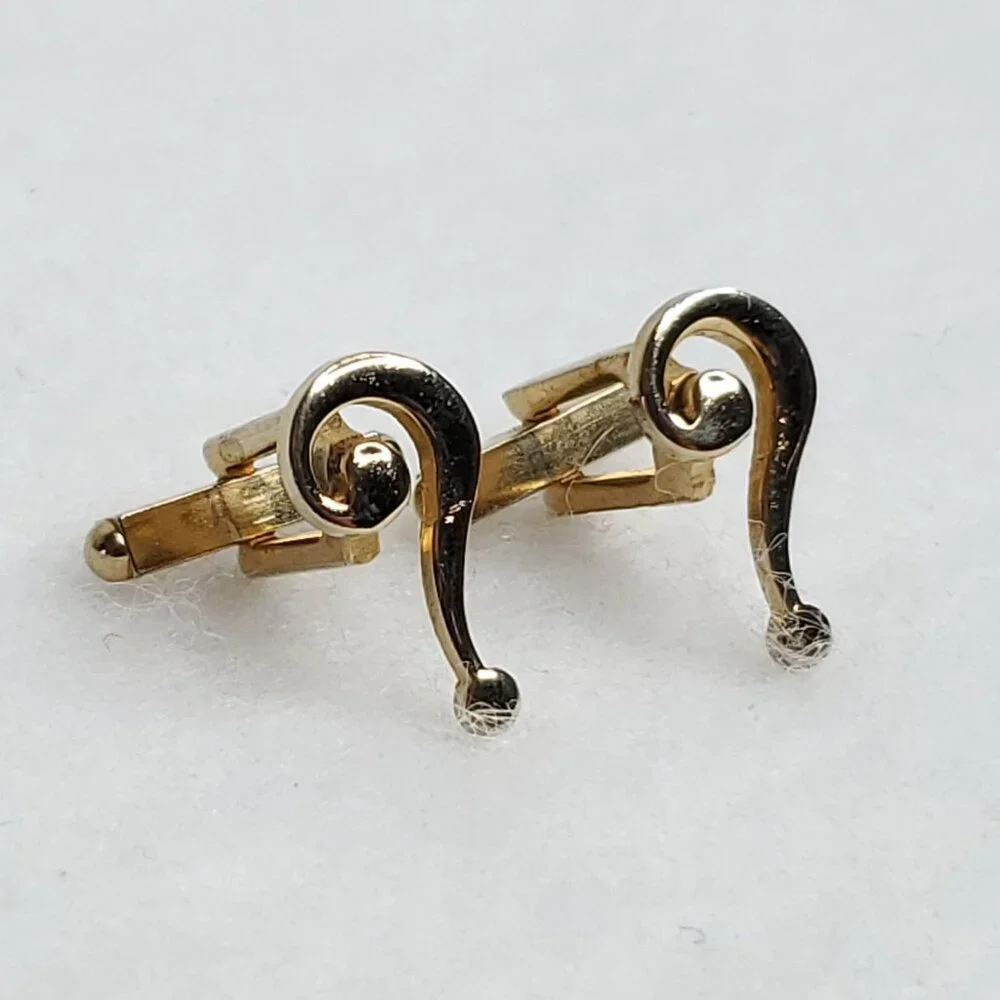 Vintage Question Mark Cufflinks Gold Tone